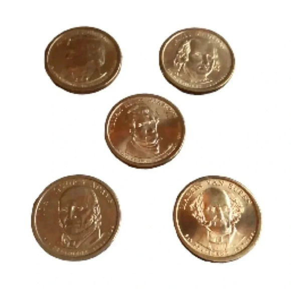 5 Presidental goldtone coins $1.00 each legal tender - Picture 1 of 9